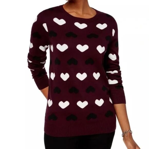 Charter Club women’s heart print sweater Small - Picture 1 of 7
